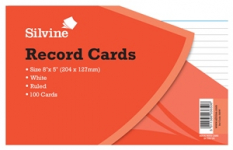 SILVINE RECORD CARDS WHITE 8X5 (585W)